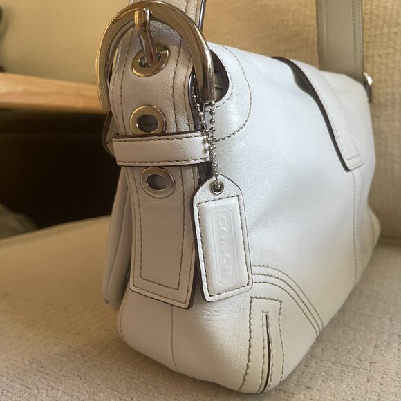 Vintage Coach Soho Double Pocket Buckle Shoulder Bag - 9434 - White - Picture 6 of 13